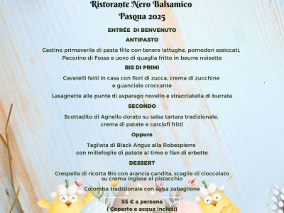 Easter Menu 2025 Nero Balsamico Restaurant