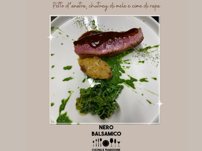 Duck breast, apple chutney, and broccoli rabe