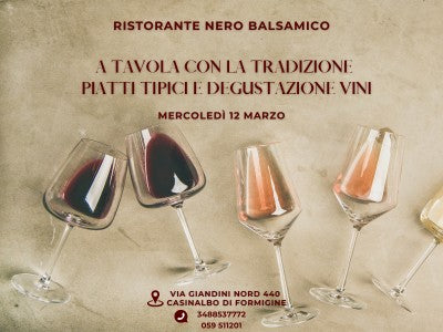 Special Evening Wednesday, March 12: Traditional Dinner with Wine Pairings