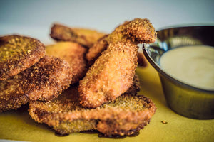 Funghi porcini fritti in pastella con crema di Parmigiano