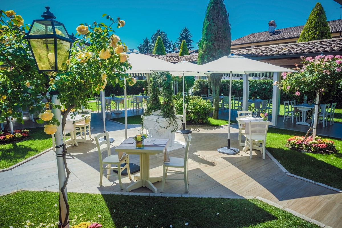 Summer garden with outdoor seating